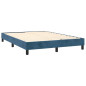 Cadre de lit sans matelas bleu foncé 140x190 cm velours