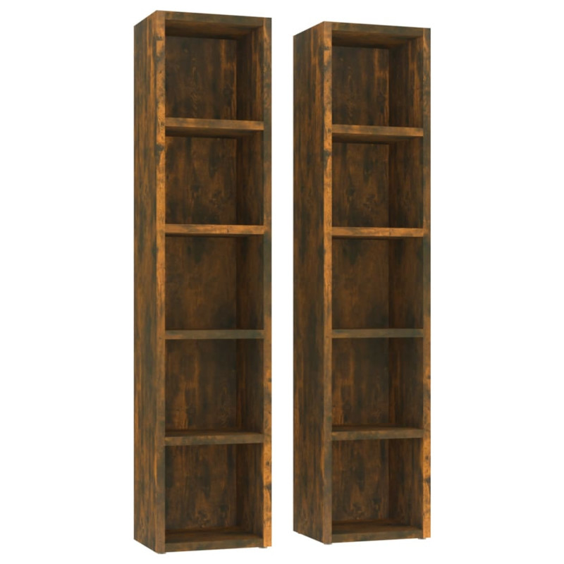 Armoires à CD 2 pcs Chêne fumé 21x16x93,5 cm Bois d ingénierie