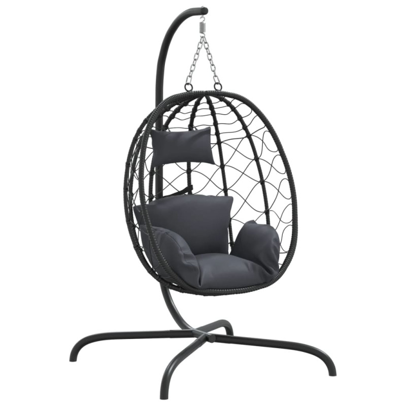 Chaise suspendue en forme d œuf avec coussin Anthracite