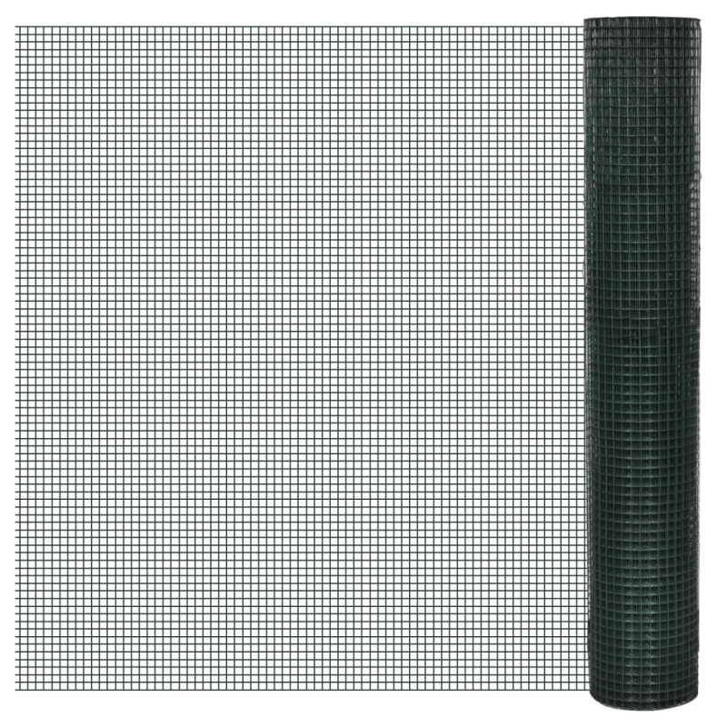 Grillage Acier galvanisé et revêtement en PVC 25 x 1 m Vert