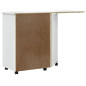 Armoire roulante avec bureau MOSS blanc bois de pin solide