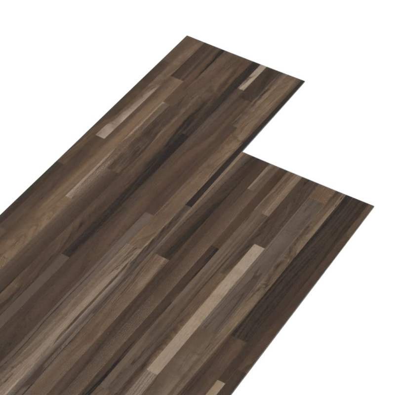 Dalles de plancher PVC 5,02 m² 2 mm autoadhésif marron rayé