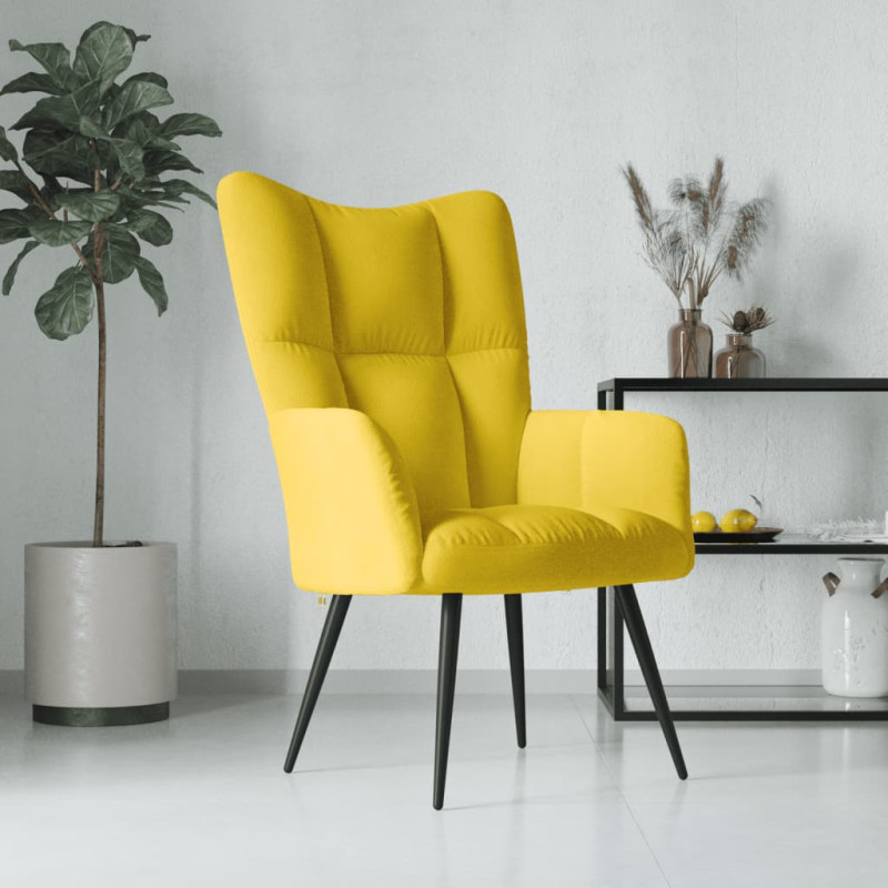 Chaise de relaxation Jaune moutarde Velours