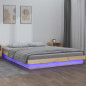 Cadre de lit à LED sans matelas 200x200 cm bois massif