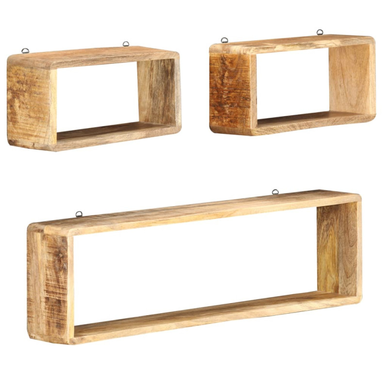 Ensemble d étagère cube 3 pcs bois solide de manguier