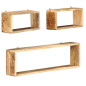 Ensemble d étagère cube 3 pcs bois solide de manguier