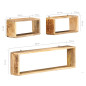 Ensemble d étagère cube 3 pcs bois solide de manguier