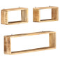 Ensemble d étagère cube 3 pcs bois solide de manguier