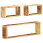 Ensemble d étagère cube 3 pcs bois solide de manguier