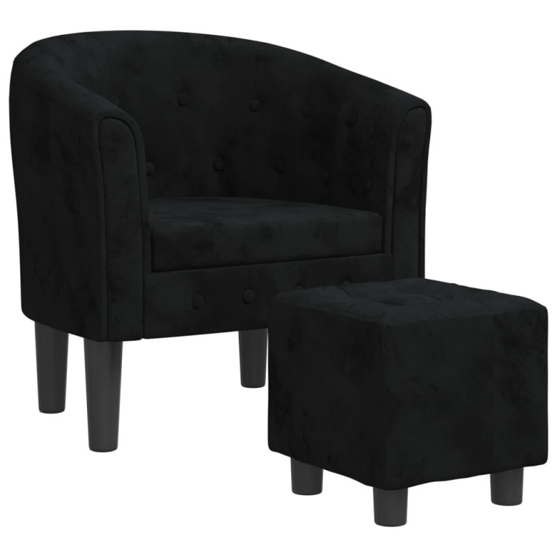 Fauteuil avec repose pied noir velours