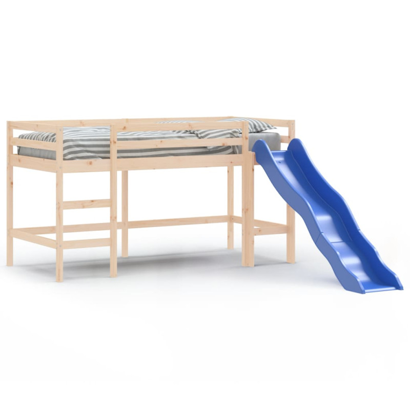 Lit mezzanine d enfants sans matelas avec toboggan 80x200 cm