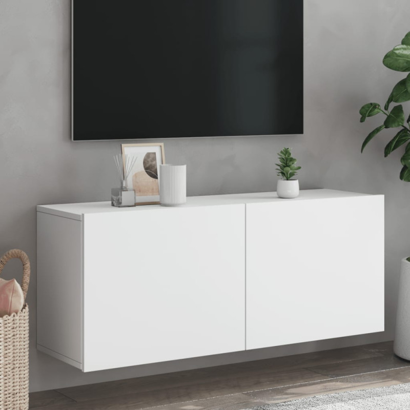 Meuble TV mural blanc 100x30x41 cm