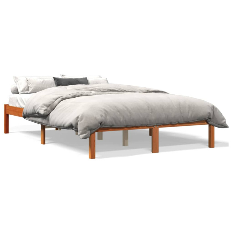 Cadre de lit sans matelas cire marron 120x190cm bois pin massif