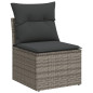 Chaise de jardin sans accoudoirs avec coussins gris poly rotin