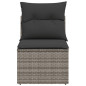 Chaise de jardin sans accoudoirs avec coussins gris poly rotin