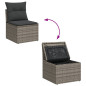 Chaise de jardin sans accoudoirs avec coussins gris poly rotin