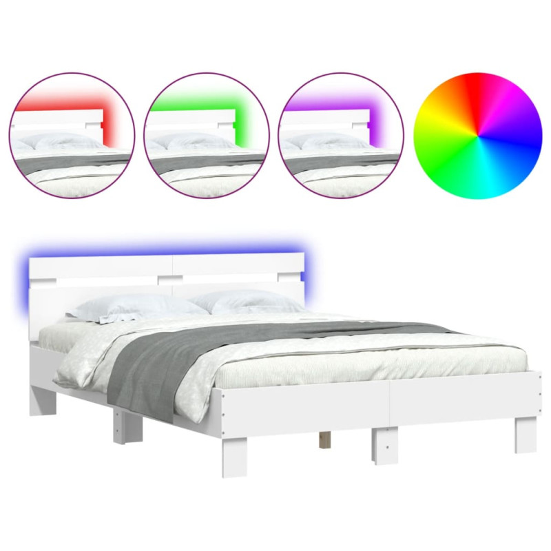 Cadre de lit avec LED sans matelas blanc 120x190 cm