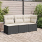 Chaise de jardin sans accoudoirs avec coussins noir poly rotin