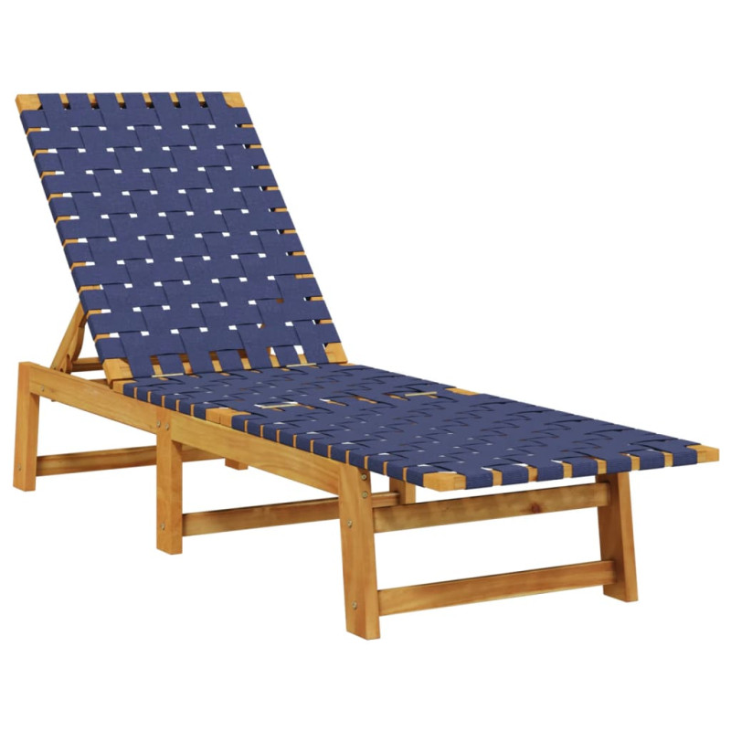 Chaises longues bleu foncé bois d acacia solide et tissu