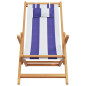 Chaise de plage pliable bleu et blanc bois d eucalyptus tissu