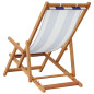 Chaise de plage pliable bleu et blanc bois d eucalyptus tissu