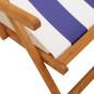 Chaise de plage pliable bleu et blanc bois d eucalyptus tissu