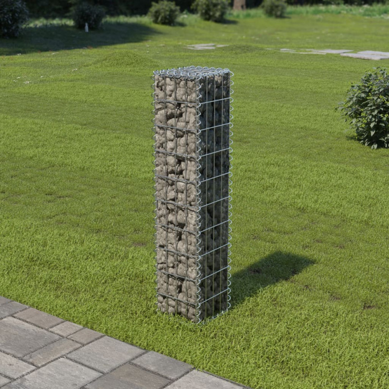 Mur à gabion avec couvercles Acier galvanisé 20x20x100 cm