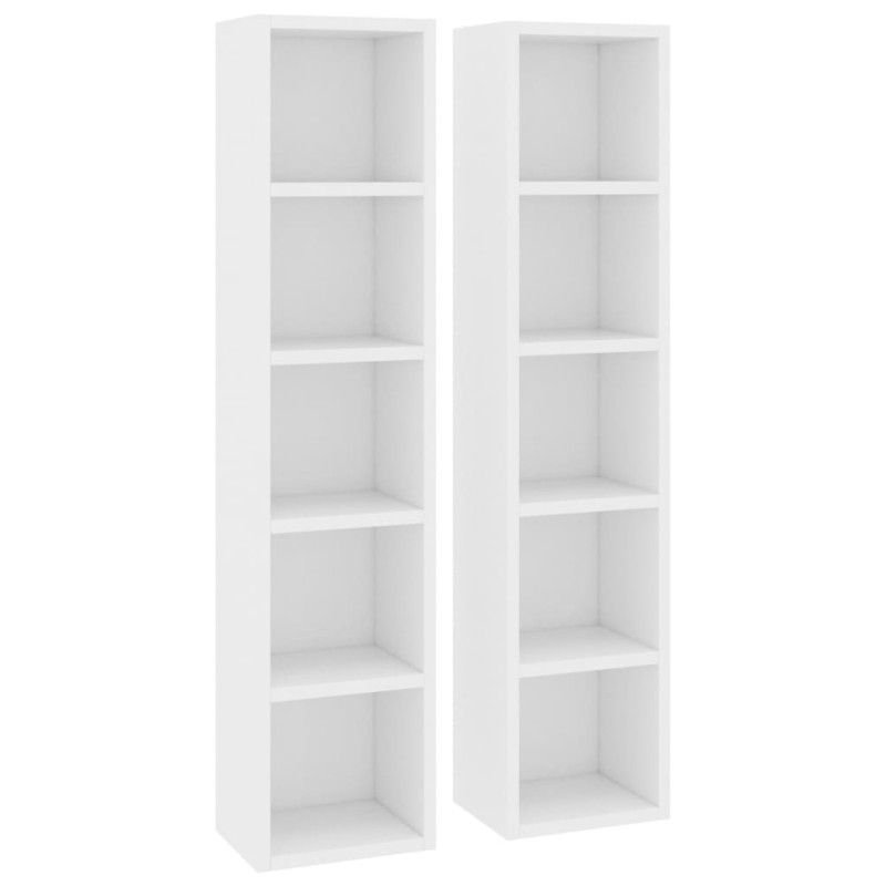 Armoires à CD 2 pcs Blanc 21x16x93,5 cm Bois d ingénierie