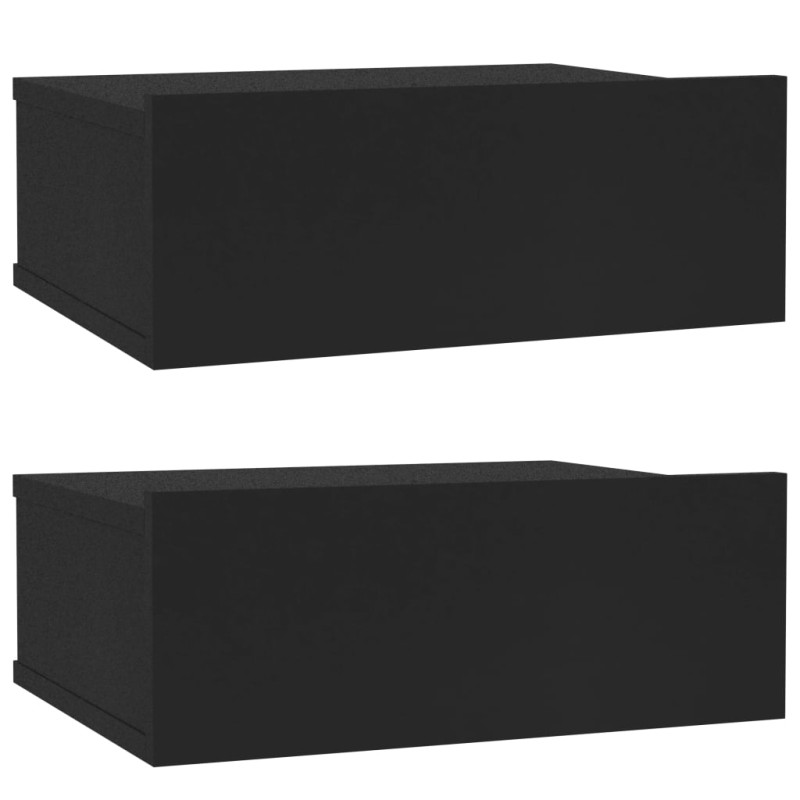 Tables de chevet flottantes 2 pcs Noir 40x30x15 cm