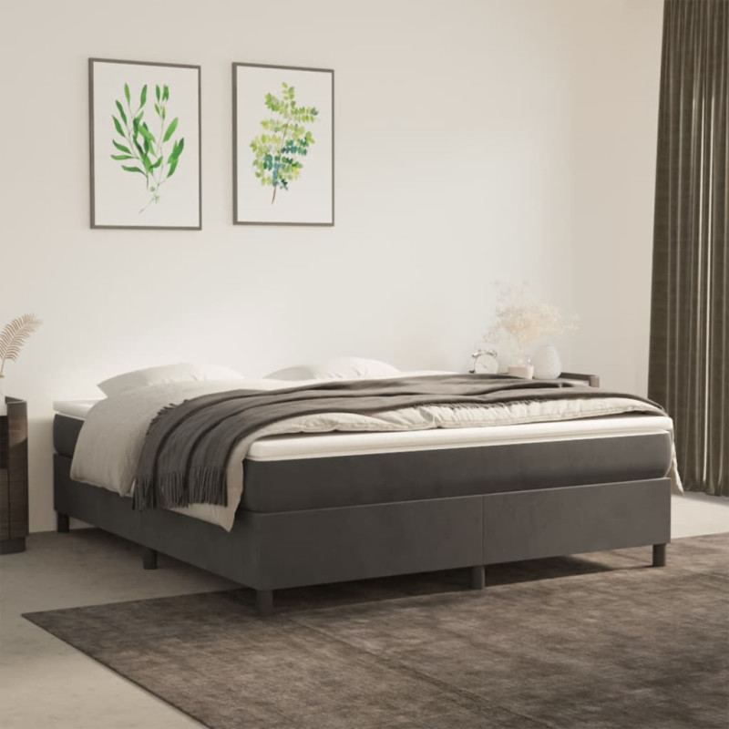 Cadre de lit sans matelas gris foncé 160x200 cm velours