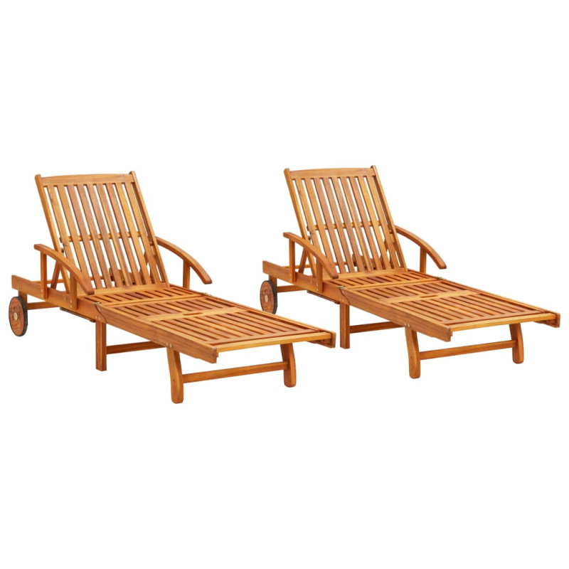 Chaises longues lot de 2 Bois d acacia solide