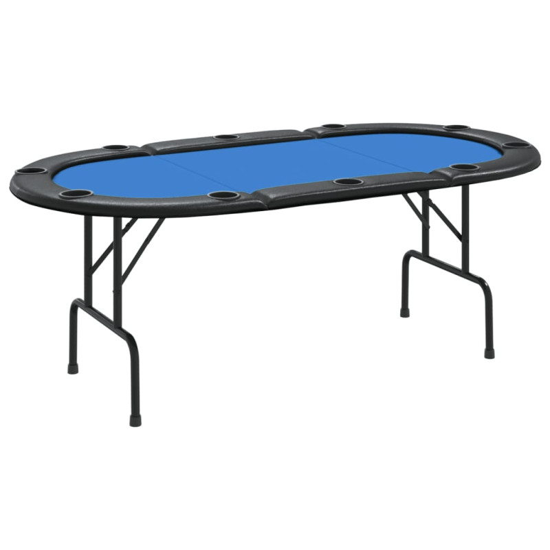 Table de poker pliable 10 joueurs Bleu 206x106x75 cm