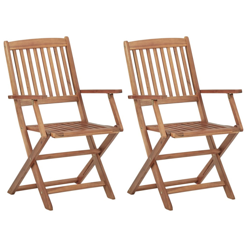 Chaises pliables d extérieur lot de 2 Bois d acacia solide