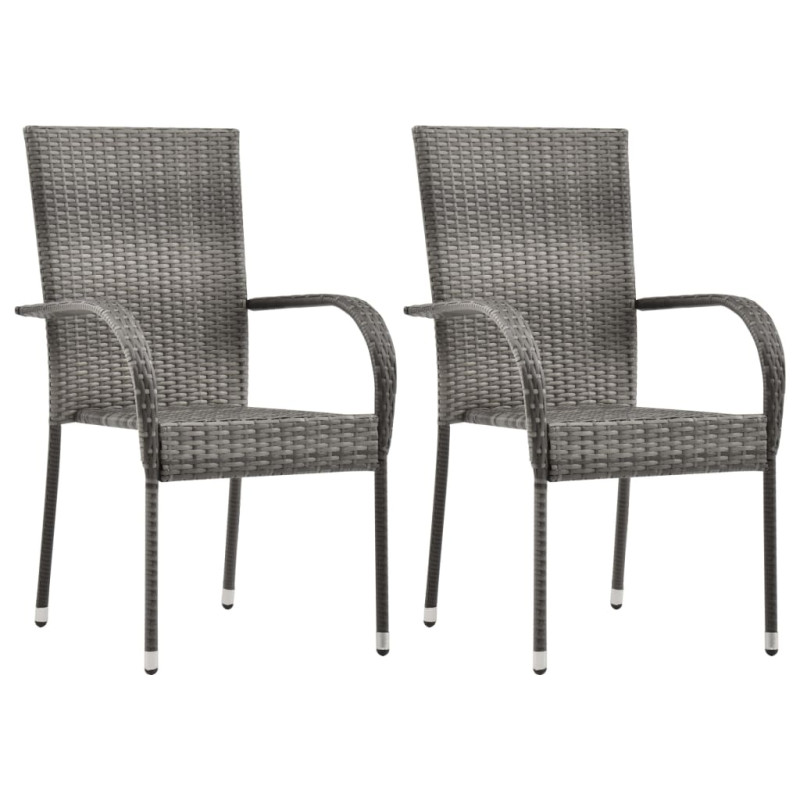 Chaises empilables d extérieur lot de 2 Gris Résine tressée