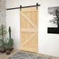 Porte coulissante avec kit de quincaillerie 80x210cm Pin massif