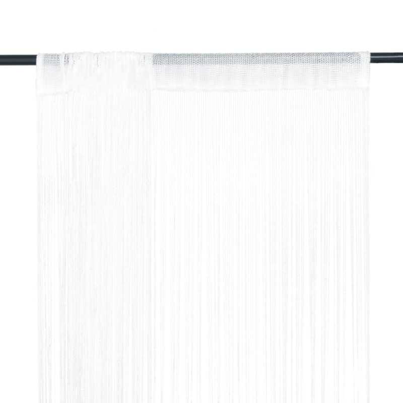 Rideau en fils 2 pcs 100 x 250 cm Blanc