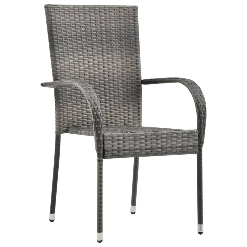 Chaises empilables d extérieur lot de 6 Gris Résine tressée