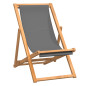 Chaise de plage pliable Bois de teck solide Gris