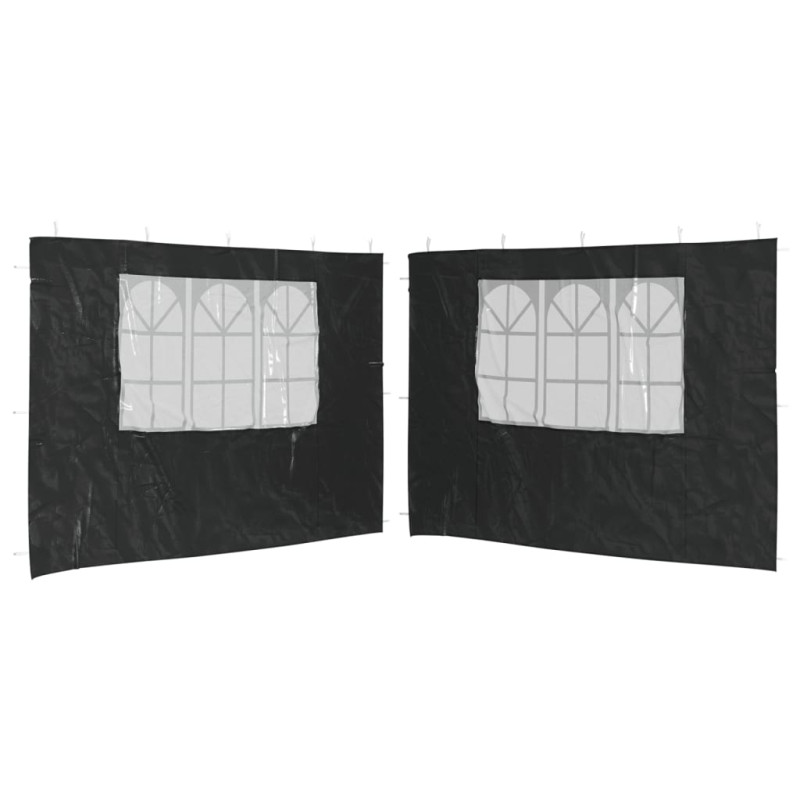 Paroi de tente de réception 2 pcs avec fenêtre PE Anthracite