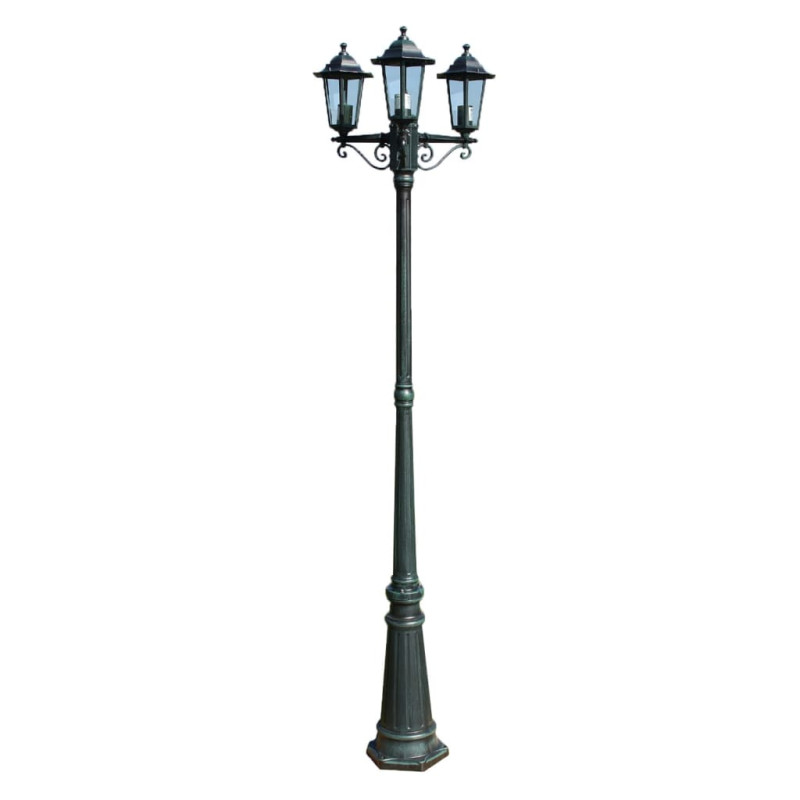 Lampadaire de jardin 3 bras 215 cm Vert foncé Noir Aluminium