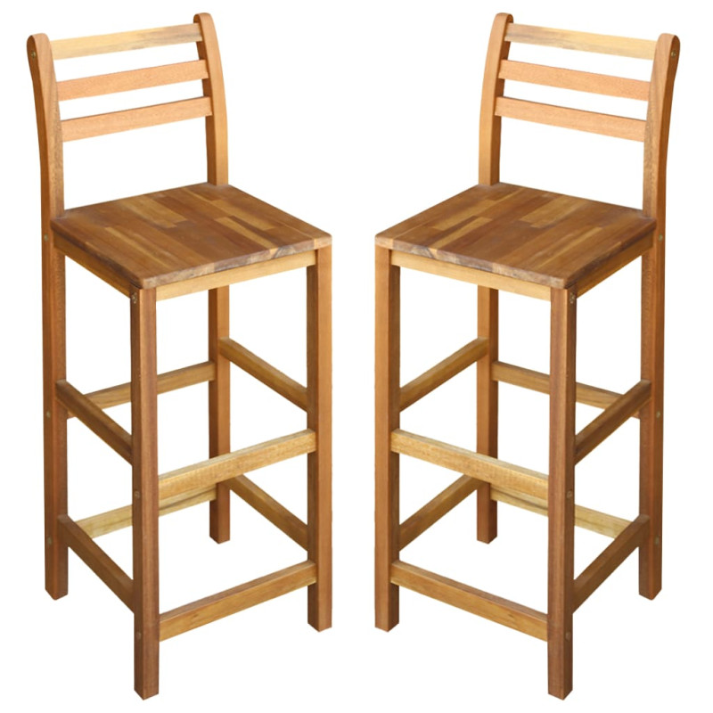 Tabourets de bar lot de 2 bois d acacia massif