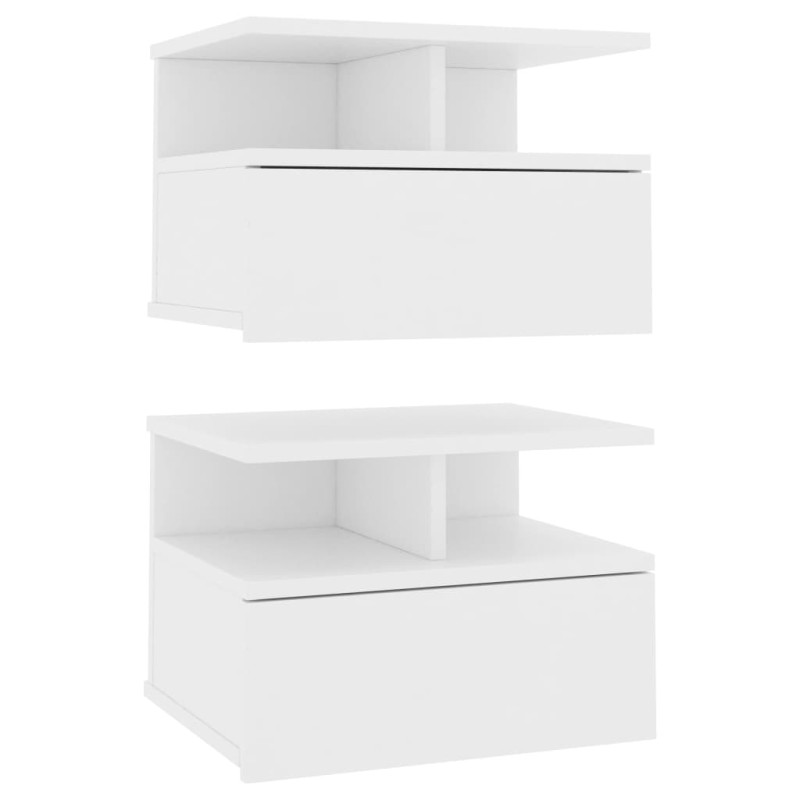 800406 Tables de chevet flottantes 2 pcs Blanc Bois ingénierie