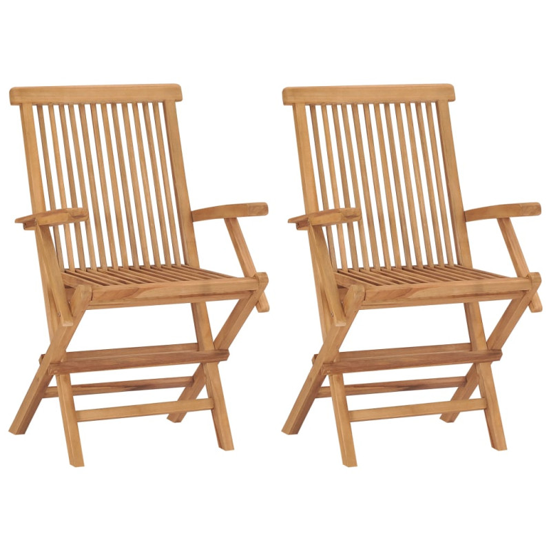 Chaises pliables de jardin lot de 2 Bois de teck solide