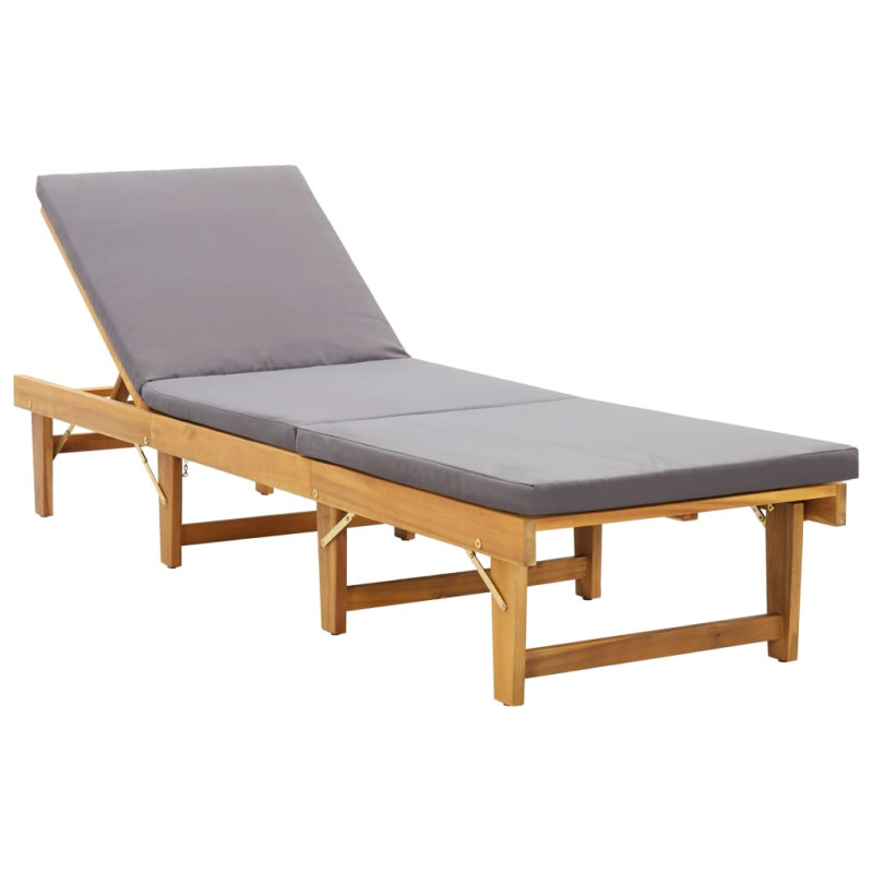 Chaise longue pliante avec coussin Bois d acacia solide