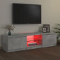 Meuble TV avec lumières LED gris béton 140x40x35,5 cm