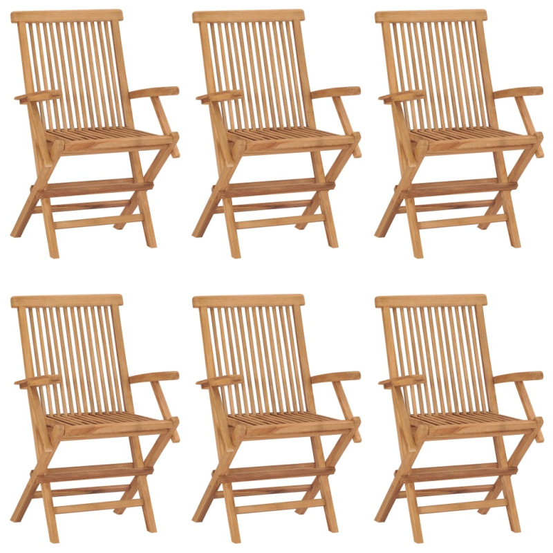 Chaises pliables de jardin lot de 6 Bois de teck solide