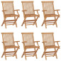 Chaises pliables de jardin lot de 6 Bois de teck solide