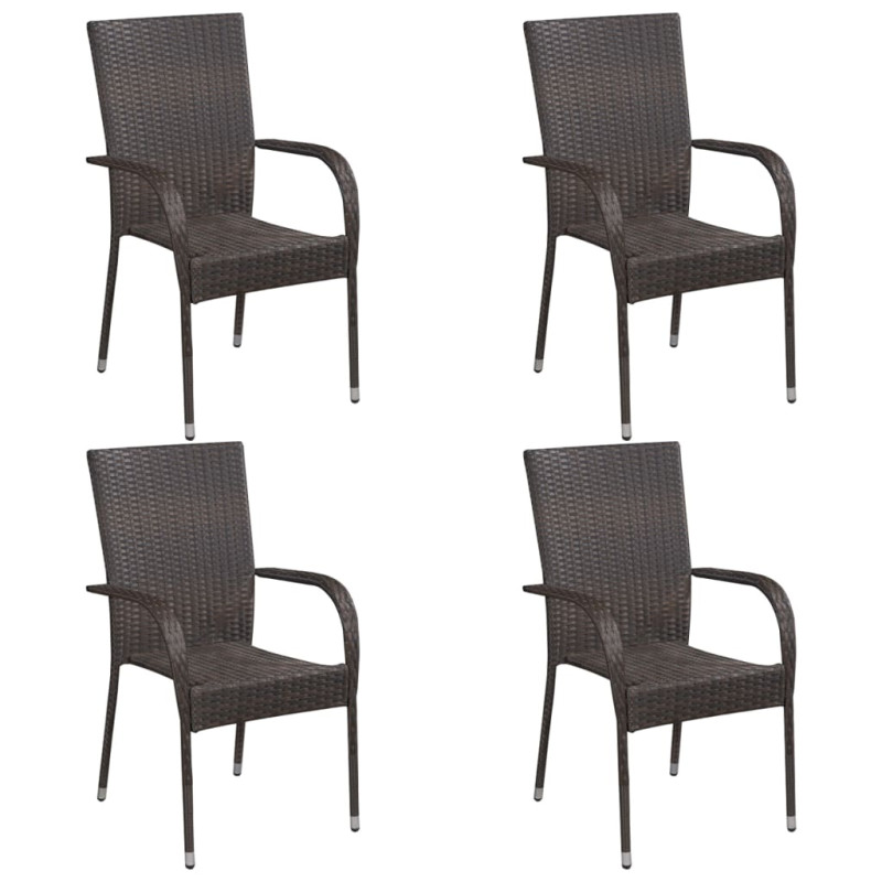 Chaises empilables d extérieur lot de 4 Résine tressée Marron