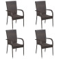 Chaises empilables d extérieur lot de 4 Résine tressée Marron