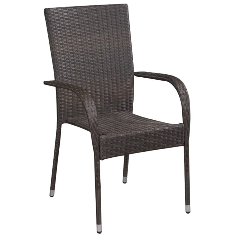 Chaises empilables d extérieur lot de 4 Résine tressée Marron